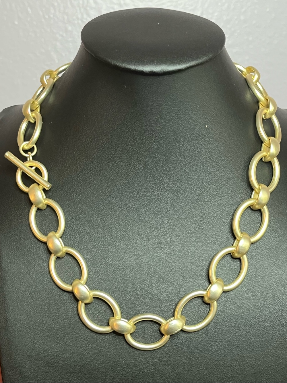 Matte Gold Oval Link Toggle Necklace - 16” silky smooth!
